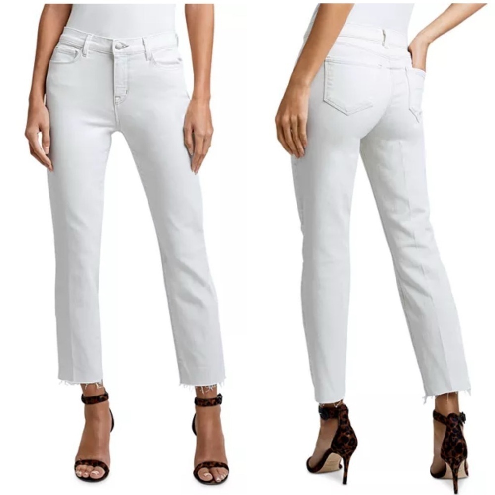 NWT L'AGENCE Sada High Rise Cropped Slim Jeans Blanc White - Picture 2 of 5